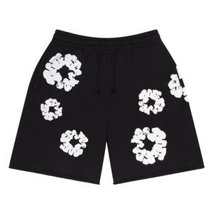 Athletic Black and White Floral Shorts